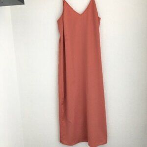 Women's Coral Polyester Slip Dress Sz Small Spring/Summer